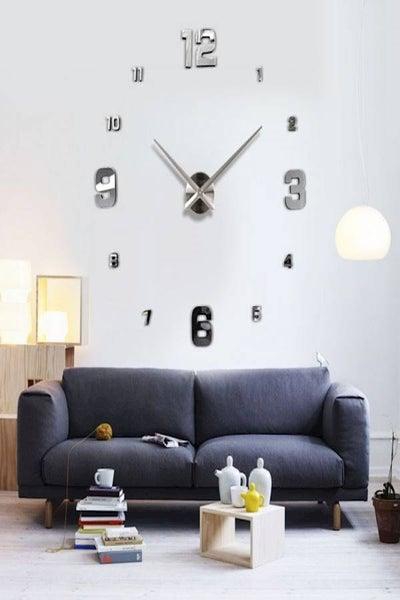 Large Diy Quartz 3d Wall Clock Acrylic Sticker Wall Clock -  Special Silver