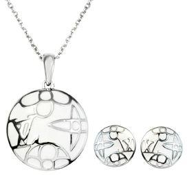 18k white gold plated Retro Round Personality Necklace & Earring Jewelry Set (WO0013NKFS)
