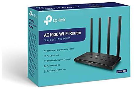 TP-Link AC1900 Dual Band Wi-Fi Router (Archer C80,4 Antennas)