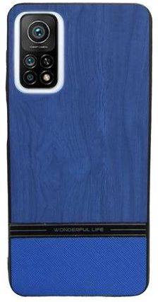 Elmo3ezz Shockproof Wood Grain Skin PU and TPU Shockproof Luxury Phone Case for Xiaomi Mi 10T/ Mi 10T (blue)