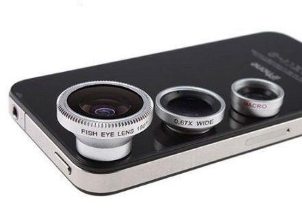 Black color 3 in 1 Wide Angle Macro lens 180 Fish Eye camera Kit Set for iPhone Samsung Nokia -UML1-