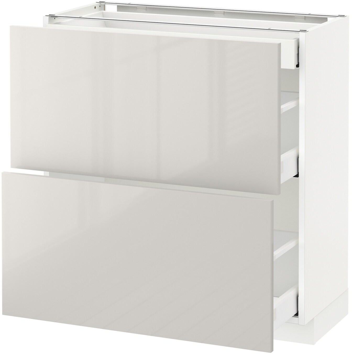 METOD / MAXIMERA Base cab with 2 fronts/3 drawers - white/Ringhult light grey 80x37 cm
