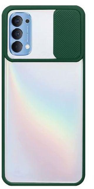 StraTG StraTG Clear and Green Case with Sliding Camera Protector for Oppo Reno 4 4G - Stylish and Protective Smartphone Case