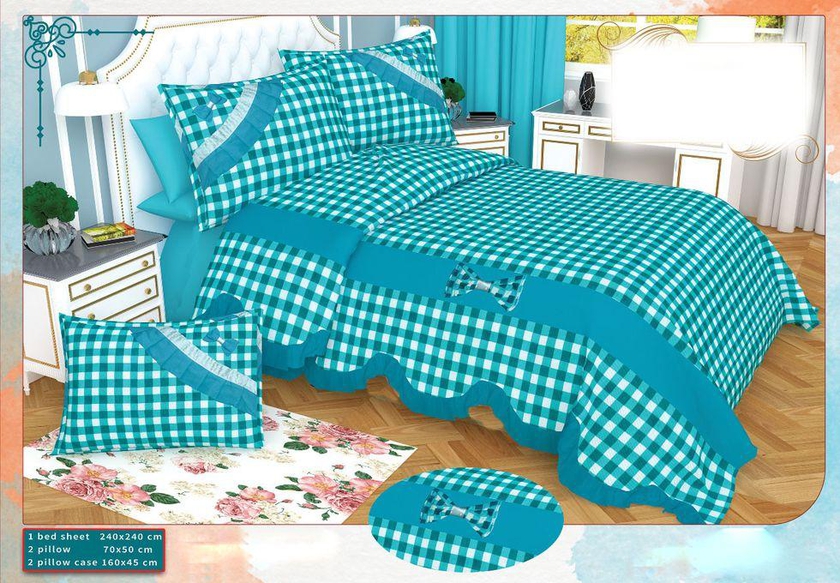 Cotton Bed Sheet Set - 240x240 Cm –5 Pcs