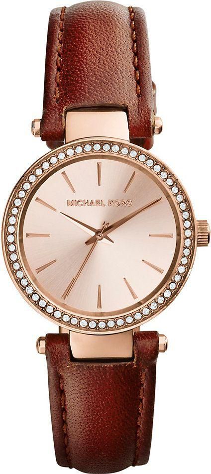 Michael Kors Petite Darci Women's Rose Dial Leather Band Watch - MK2353