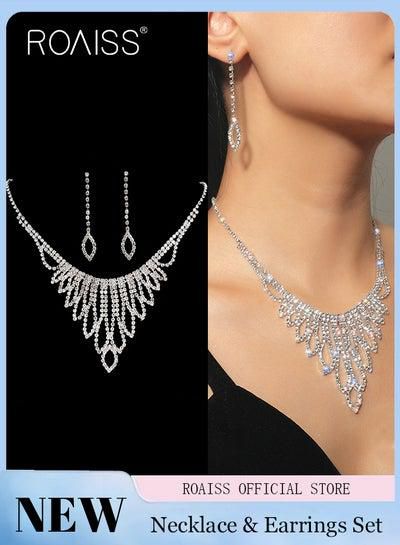 Women Two Piece Jewelry Set Earrings Necklace Sparkling Style Highlighting Personal Temperament and Charm