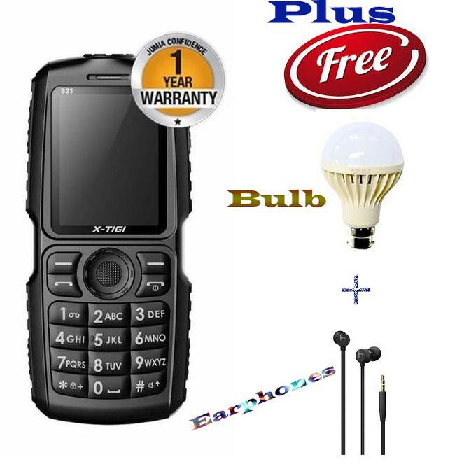 X Tigi S23- 6000mAh Powerbank Phone - Black + USB Light+ Earphones