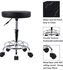 Round Rolling Leather Stool with Foot Rest Swivel Height Adjustment for Spa, Salon, Tattoo, Office, Massage Stools, Task Chair - Black (Small Size)