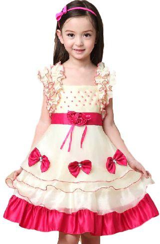 Layered Dress For Girls Size 4 - 5 Years , Multi Color
