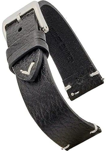 ALPINE vintage leather watch strap with quick release spring bars - watch band colors Black, 22mm
