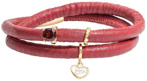 Christina Genuine Leather Bracelet with Love Garnet and Million Love Charm for Ladies Red