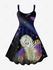 Plus Size Feather Galaxy Printed Backless Sleeveless A Line Dress - 5x | Us 30-32