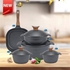 Kitchen Cookware Set, 9 Piece, Square, Round + Black, Grill - KM-EG84-05