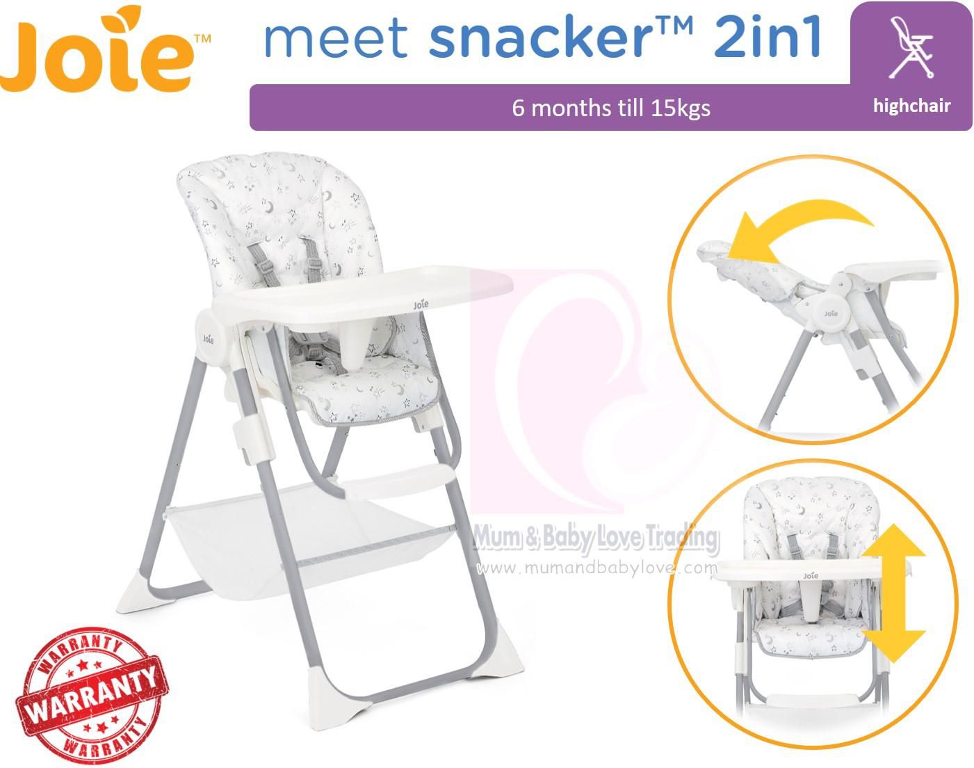 Joie Snacker 2 in 1 Infant High Chair Seat (Alphabet - Starry Night)