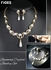 Women Pearl Jewelry Set Gold Plated Rhinestone Necklace Earring Set Gift for Girls on Birthday