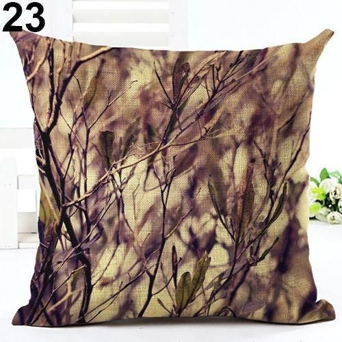 Bluelans Tropical Green Plant Leaves Flower Linen Cushion Cover Pillow Case Home Decor