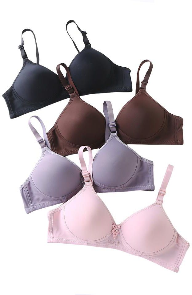 Kime Rose Flower A Cup Non-Wired Bra [L34702] - 3 Sizes (4 Colors)