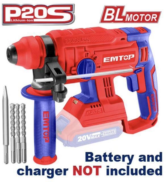 Emtop Lithium-Ion Rotary Hammer Without Battery And Charger 20volt