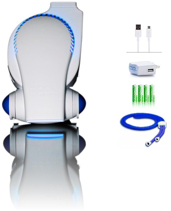 Cool On The Go Recharge Portable Fan with LED Lights Blue