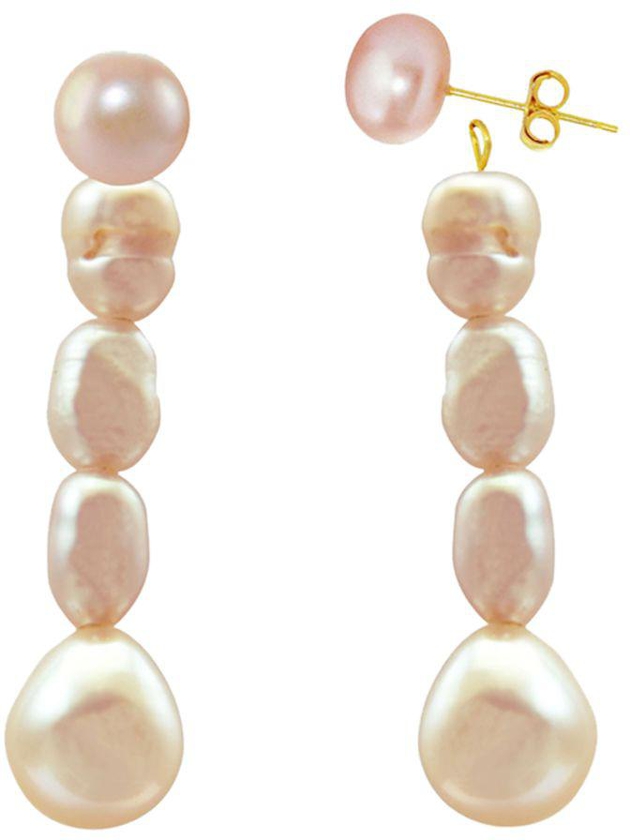 10 Karat Stud And Dangling Pearls Earrings