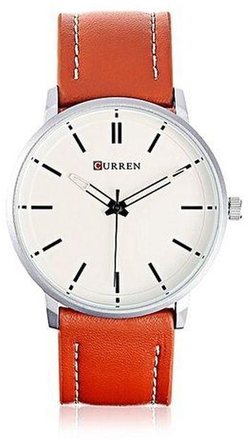 Curren MEN Leather Casual Wristwatch -Brown