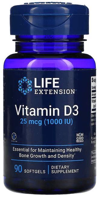 Life Extension Vitamin D3 25 Mcg (1,000 IU) - 90 Softgels