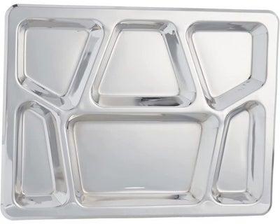 Rectangular Stainless Steel Serving Tray 6 Slots