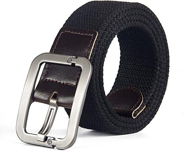 Generic Canvas Belt Men and Women Casual Pin Buckle Belt(110CM)-black