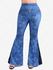 Plus Size Side Floral Lace Panel Pockets Denim Patchwork Flare Pants - L | Us 12