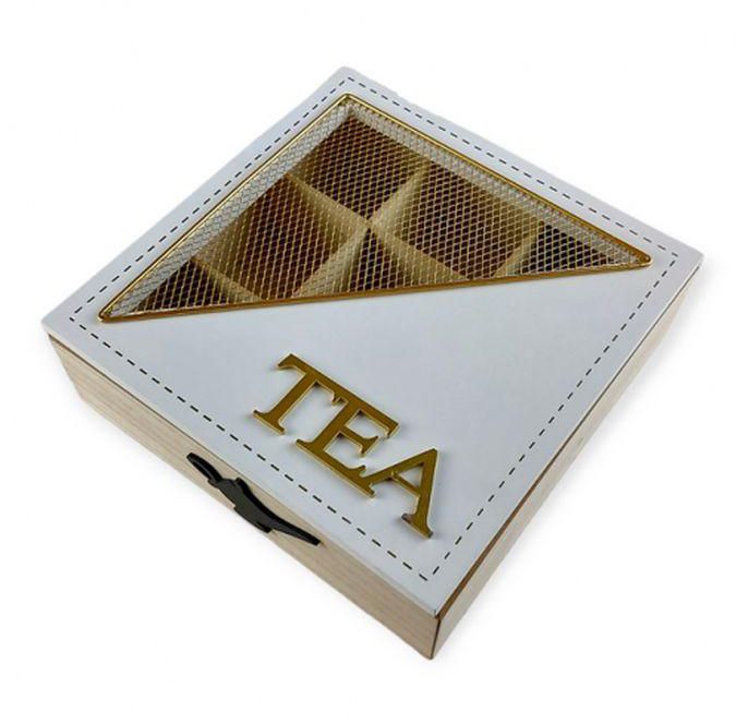 Wooden Tea Bags Storage Box - 9 Partitions