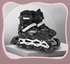 Adjustable Roller Skate Shoes LED Light Single Row 4-Wheels, Black