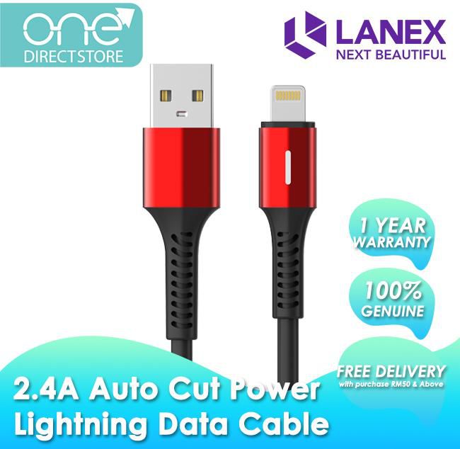 Lanex 2.4A Auto Cut Power Lightning Data Cable 1.2M - LTC N15L (2 Colors)