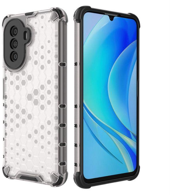 Case For Huawei Nova Y70 Plus 4G , - Heavy Duty Brushed Protective Case - Black Edges Transparent Beehive Back