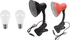 2 Desk Lamps (black And Red) + 2 White Bulbs 12 Watts