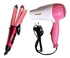 Nova 2 IN 1 HAIR STRAIGHTENER AND CURLER WITH HAIR DRYER - PINK