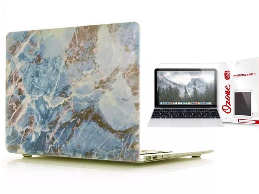 Hard plastic case & Ozone Screen Guard for Macbook 12 Retina - Marble 7