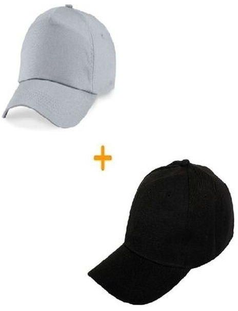 Fashion Face Cap With Adjustable Strap (2Pcs) - Black & Grey