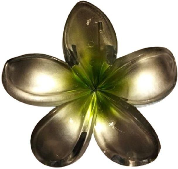 SILVER WITH GREEN JASMIN FLOWER HAIR CLAW CLIP