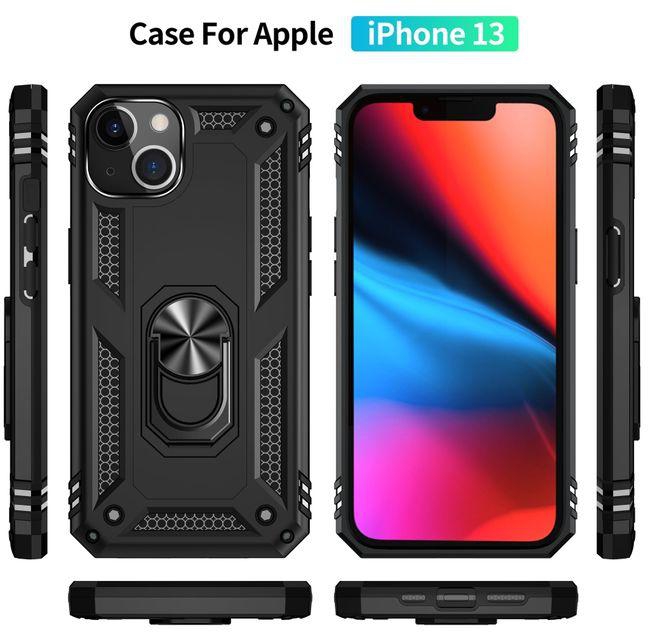 Rugged Armour Back Cover Case For IPhone 13 Black