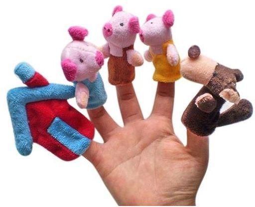 Bluelans Animal Finger Puppet Educational Toys Storytelling Doll The Three Pigs 8Pcs (Multicolor)