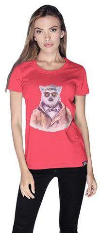 Creo Ferret Pug Life Round Neck  T-Shirt for Women - L, Pink