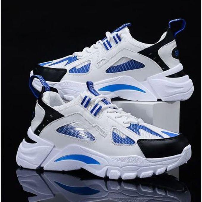 Good Looking White & Blue Men's Sneakers/canvas