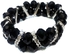 Fashion Womens Black/White Sunhat With Crystal Bracelet