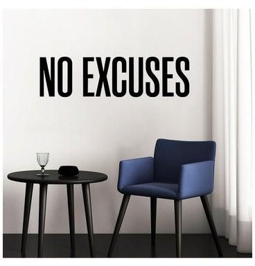 No Excuses Wall Sticker Self Motivation Quote Black 18*18*18cm