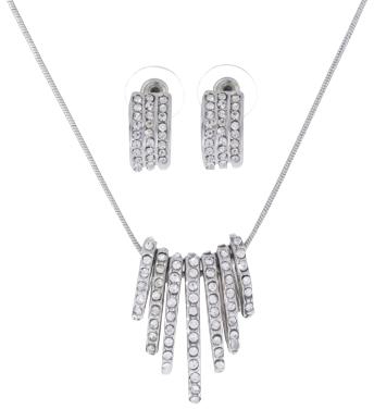 18K White Gold Plated Austrian Crystal the Mark Stud Earrings and Necklace Jewellery Set