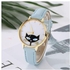 Bluelans GAIETY Women Lovely Cat Print Faux Leather Band Analog Quartz Casual Wrist Watch (Sky Blue)