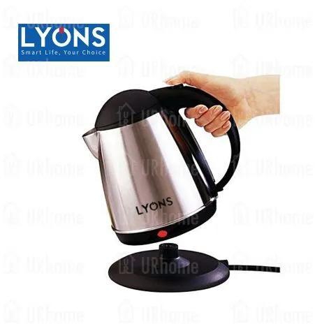Lyons FK-0301 Silver & Black Cordless Stainless Steel Electric Kettle - 1.8L