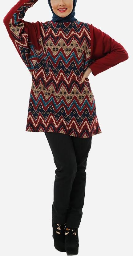 Guzel House Patterned Pullover - Ruby Red