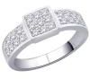 Peora Sterling Silver Rhodium Men's Ring w/ Round Prong Set Cubic Zircon in Square Frame