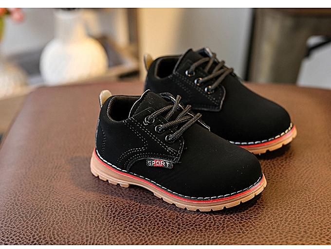 Neworldline Children Fashion Boys Girls Martin Sneaker Boots Lace Up Kids Baby Casual Shoes- Black